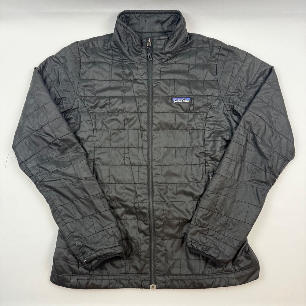 Patagonia Nano Puff Jacket Womens Small Black Quilted PrimaLoft Full Zip Puffer